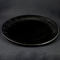 Черная бумажная тарелка 230 мм солнышко