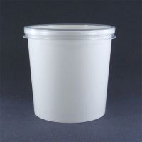 Бумажная белая супница 350 мл с пластиковой крышкой (комплект)