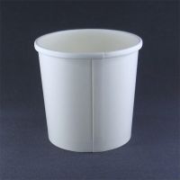 Бумажная белая супница 350 мл с пластиковой крышкой (комплект)