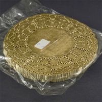 Золотые бумажные ажурные салфетки 16 см