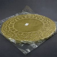 Золотые бумажные ажурные салфетки 30 см