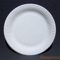 Белая мелованная бумажная тарелка 230 мм