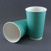 Двухслойный бирюзовый бумажный стакан 400/520 мл