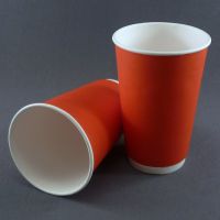 Двухслойный красный бумажный стакан 400/520 мл