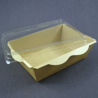 Бумажный салатник Крафт 400 мл с прозрачной PET крышкой