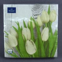 Бумажные салфетки 33x33 см 3-слойные "Белые тюльпаны"