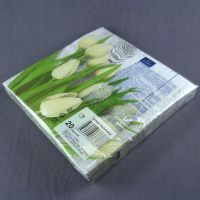 Бумажные салфетки 33x33 см 3-слойные "Белые тюльпаны"