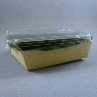 Черный бумажный салатник 500 мл с прозрачной PET крышкой
