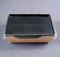 Черный бумажный контейнер 400 мл с прозрачной крышкой