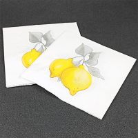 Двухслойные бумажные салфетки 20x20 см 250 листов с рисунком "Лимоны"