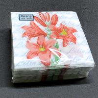 Однослойные бумажные салфетки 24x24 см 40 листов с рисунком "Лилии"