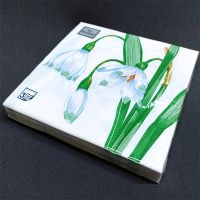 Бумажные салфетки 33x33 см 3-слойные "Белый цветок"