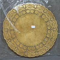 Золотые бумажные ажурные салфетки 36 см
