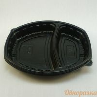 Одноразовый ланч-бокс СпК 257-2 черный с прозрачной крышкой (комплект)